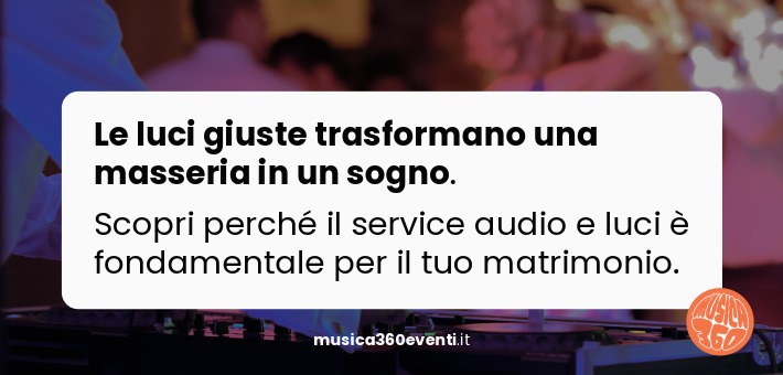Service audio e luci professionale per matrimonio in Calabria - illuminazione scenica MUSICA360